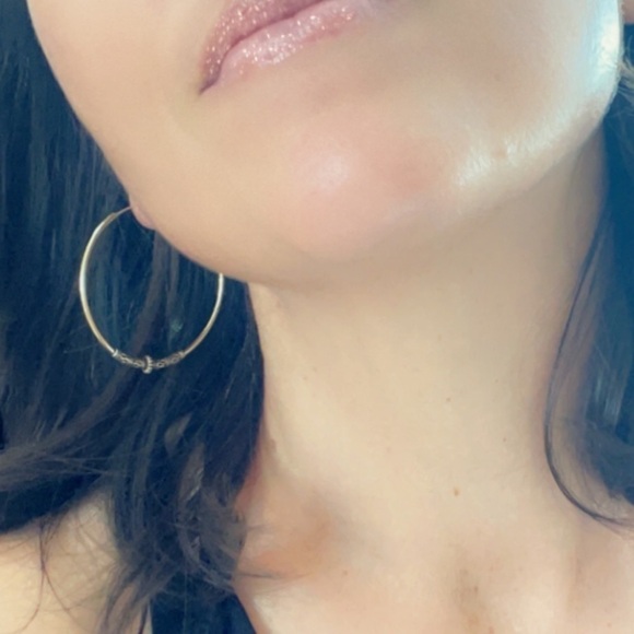 24k Gold Vermeil Large Hoop Earrings 45mm - Picture 6 of 8